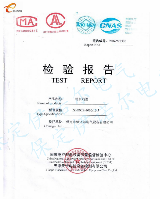 10kv消弧线圈检验报告